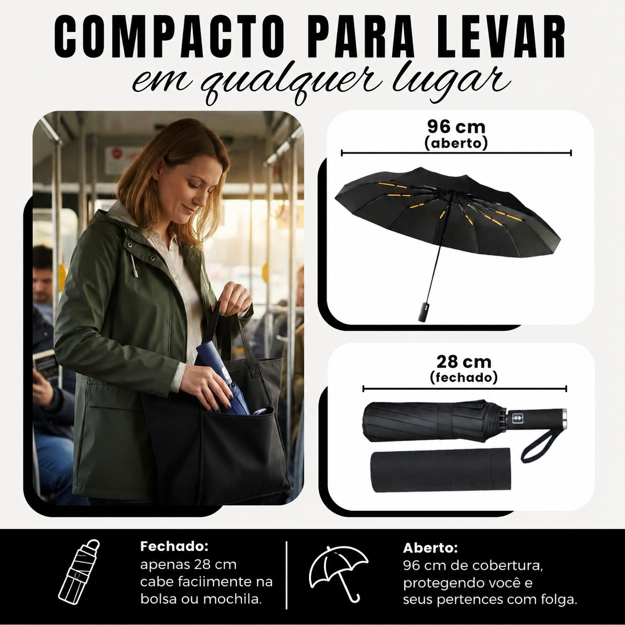 Super Guarda Chuva Automático Grande Reforçado Contra Vento Impermeável Linha Premium