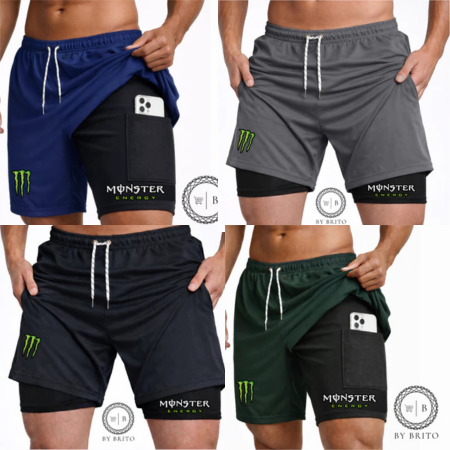 Bermuda Compressão 2em1 MONSTER PRO FIT Masculina DryFit