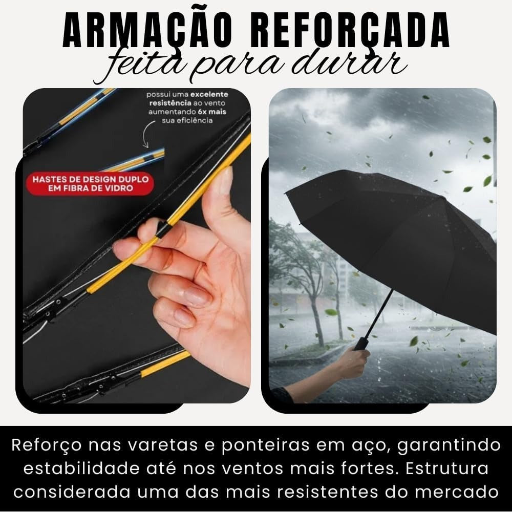 Super Guarda Chuva Automático Grande Reforçado Contra Vento Impermeável Linha Premium