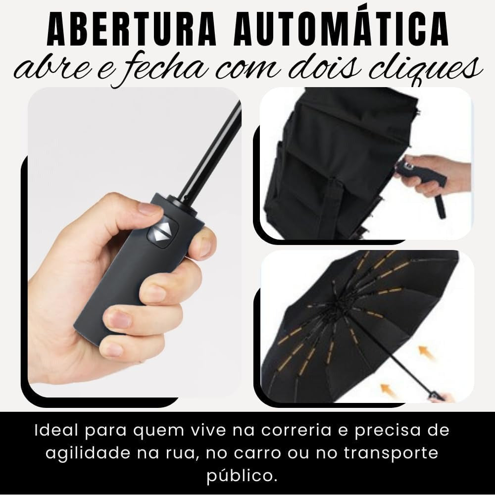 Super Guarda Chuva Automático Grande Reforçado Contra Vento Impermeável Linha Premium