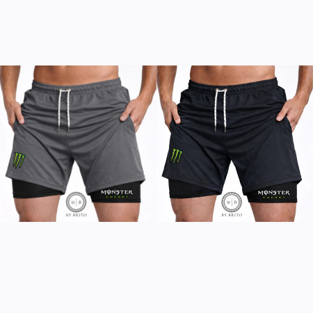 Bermuda Compressão 2em1 MONSTER PRO FIT Masculina DryFit