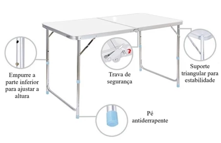 FlexiCamp Elite™ Mesa Dobrável Multifuncional com Estrutura em Alumínio e Design Compacto