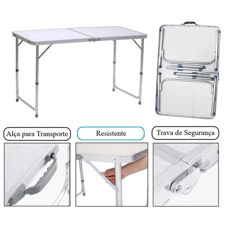 FlexiCamp Elite™ Mesa Dobrável Multifuncional com Estrutura em Alumínio e Design Compacto