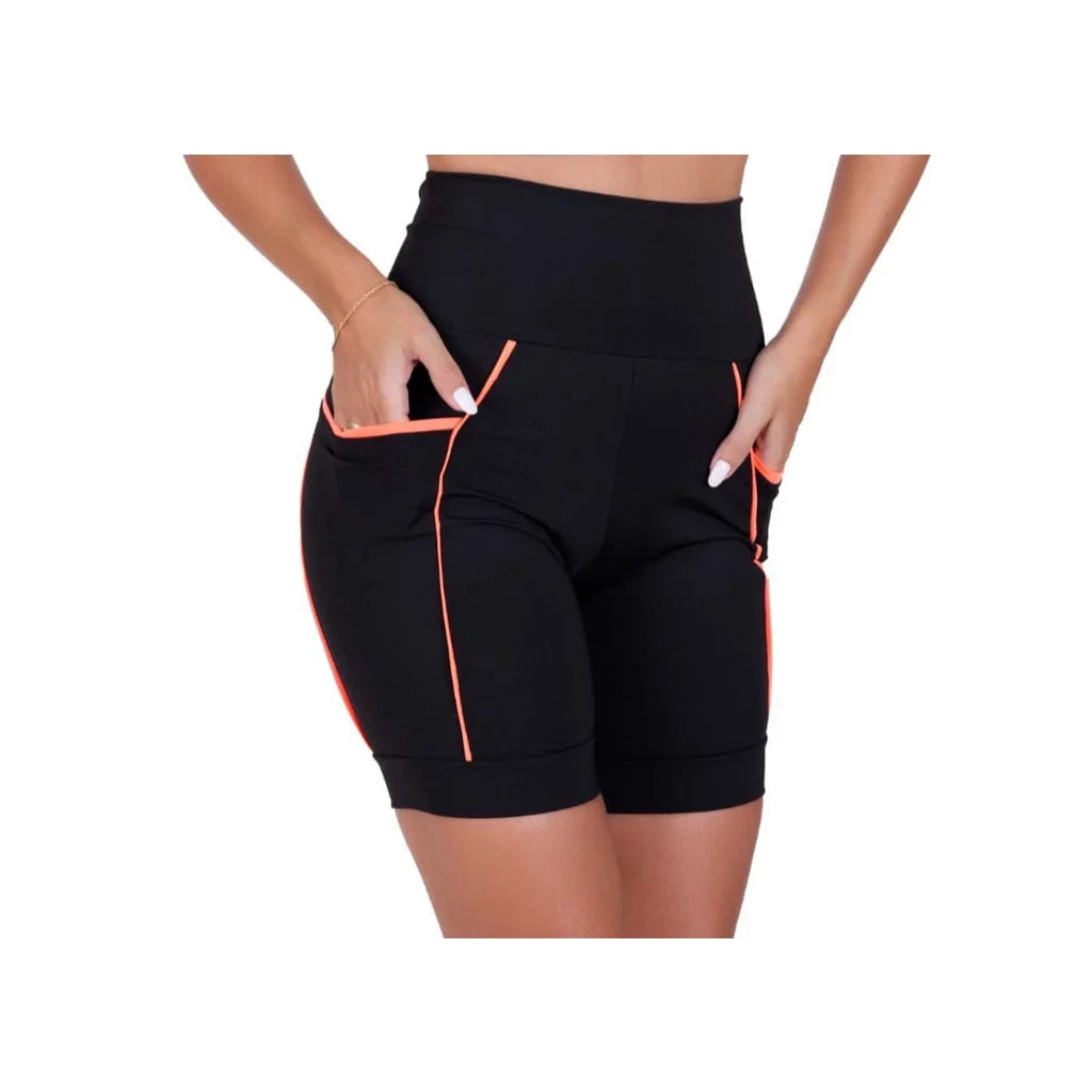 Kit 3 Bermudas Fitness Feminina com Cós Alto e Bolsos Fundos - PowerFit 3X
