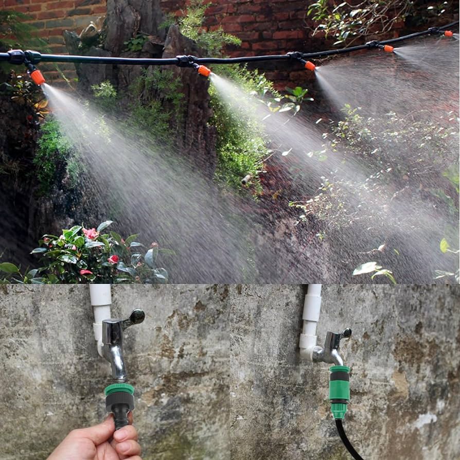 Kit de Irrigação por Gotejamento Automático com Bicos para Lavoura, Bonsai, Plantas, Flores, Vegetais e Estufas